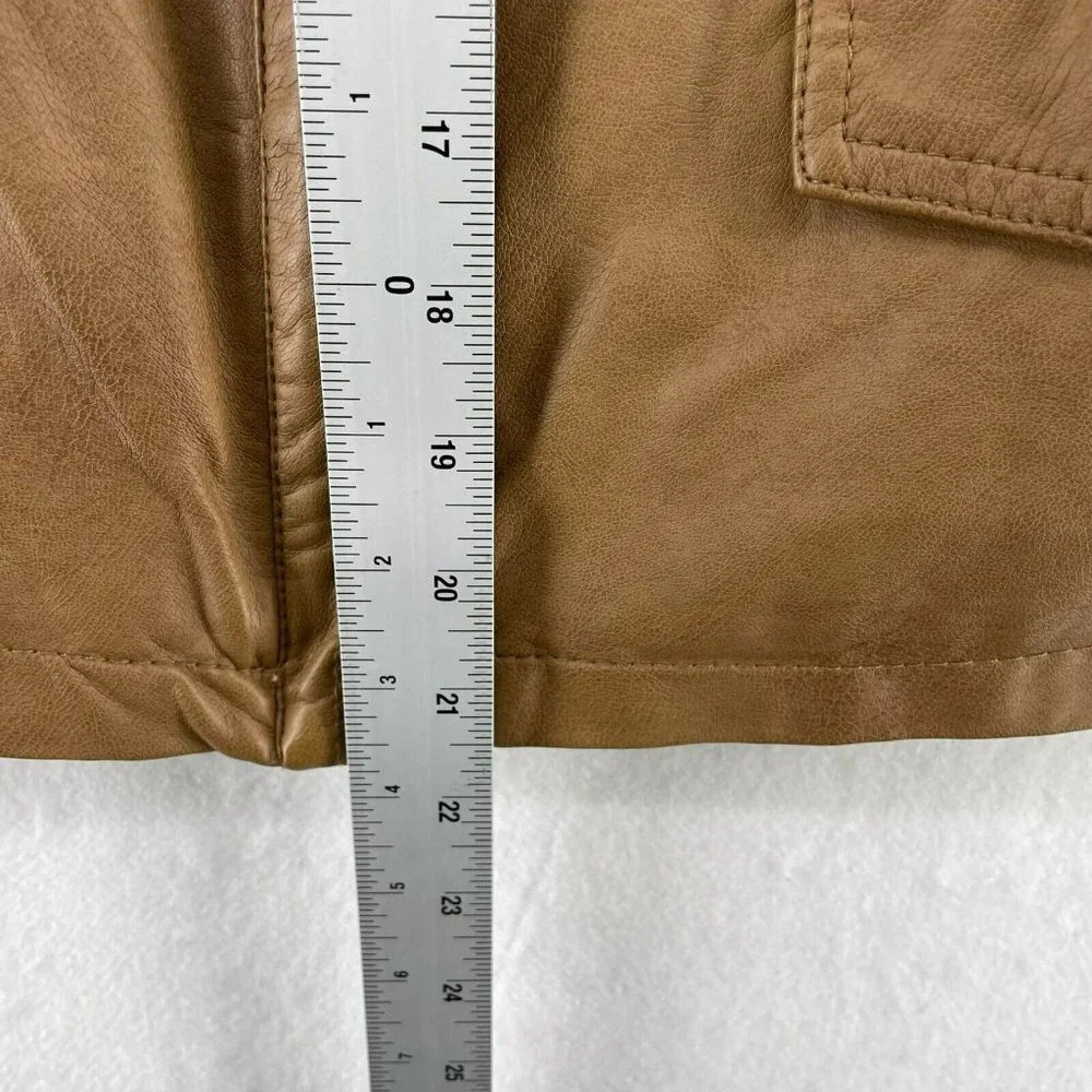 Alfani Jacket Women's Sz S Brown Camel Faux Leather Snake Print Lining Pockets - Picture 4 of 11